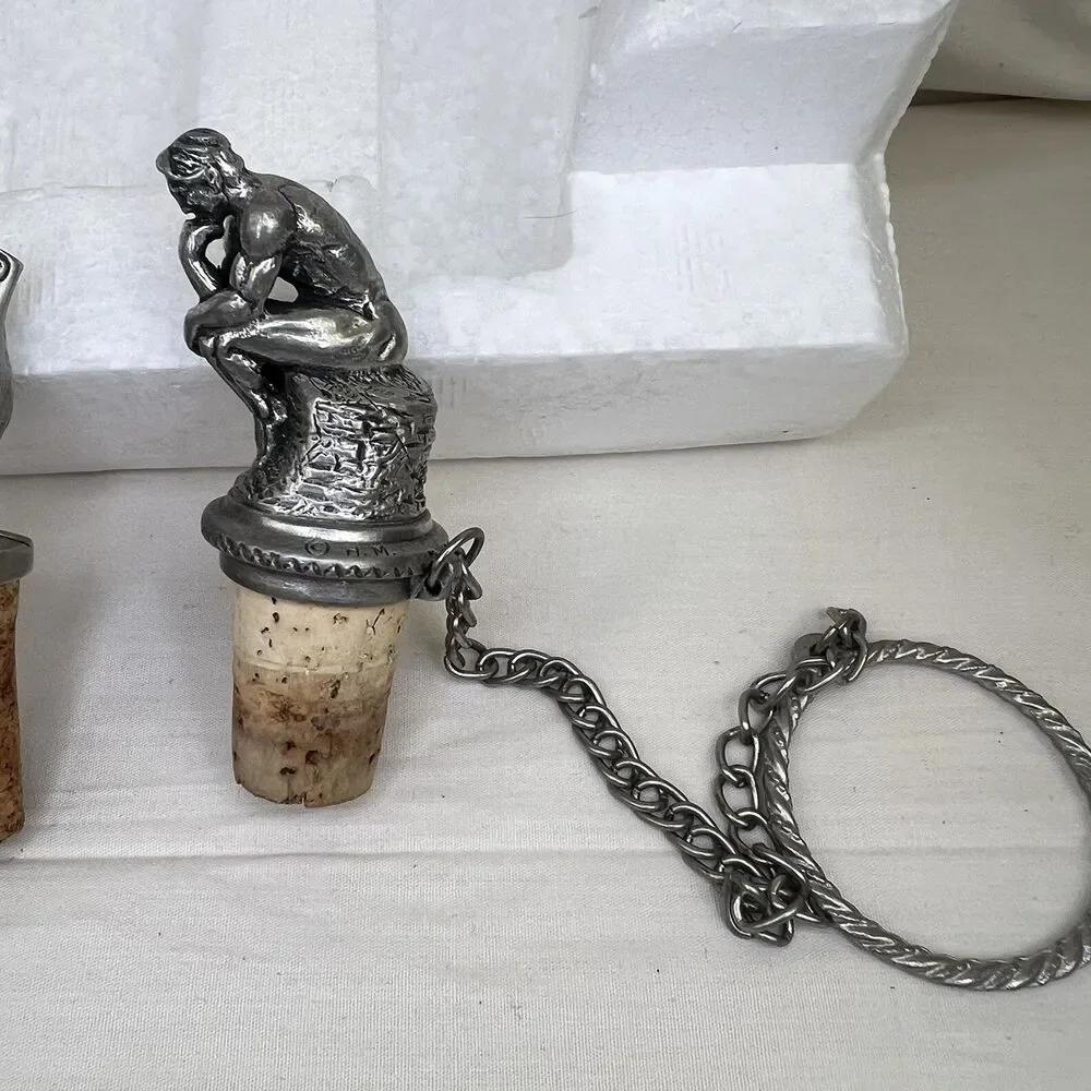 Lot Of‎ 4 Wine Bottle Stopper Deck Head The Thinker From H.M.Seashell From WTU